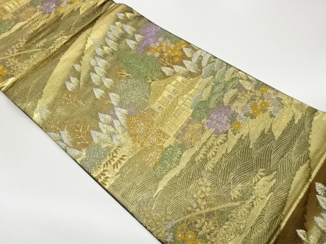 JAPANESE FUKURO OBI / WOVEN KINKAKU TEMPLE